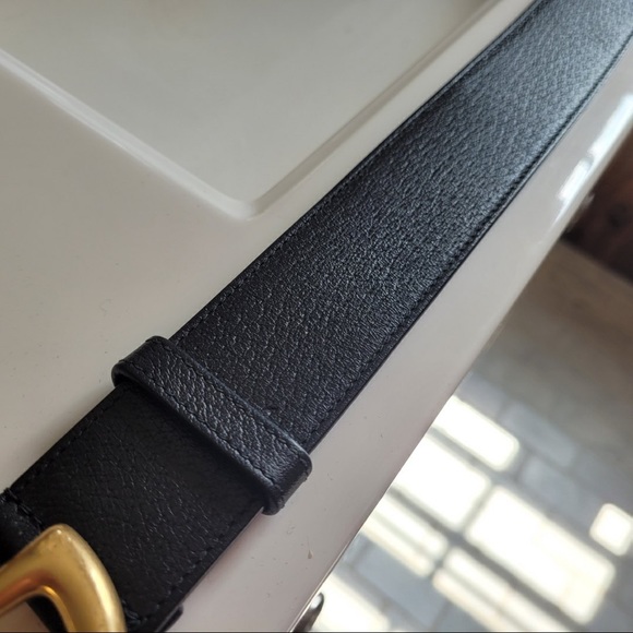GUCCI WIDE LEATHER BELT WITH DOUBLE G BUCKLE - Picture 4 of 6